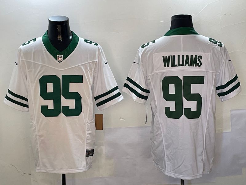 Men New York Jets #95 Williams White Throwback three generations 2024 Nike Limited NFL Jersey style 1